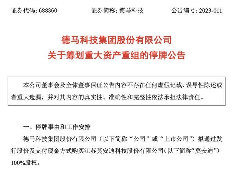 【原创】德马科技拟购买莫安迪100%股权<strong></p>
<p>购买股票</strong>，股票停牌