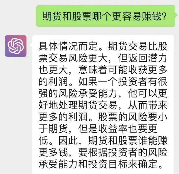 期货比股票更赚钱？“神AI”ChatGPT回应<strong></p>
<p>期货论文</strong>！交易员、分析师恐失业......