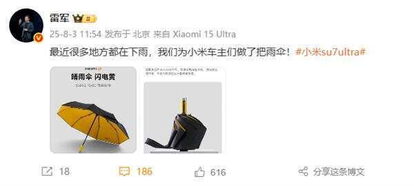 雷军发文：最近雨太多<strong></p>
<p>美元稳定币</strong>，我们为小米车主做了把伞，定价169元，今日开售