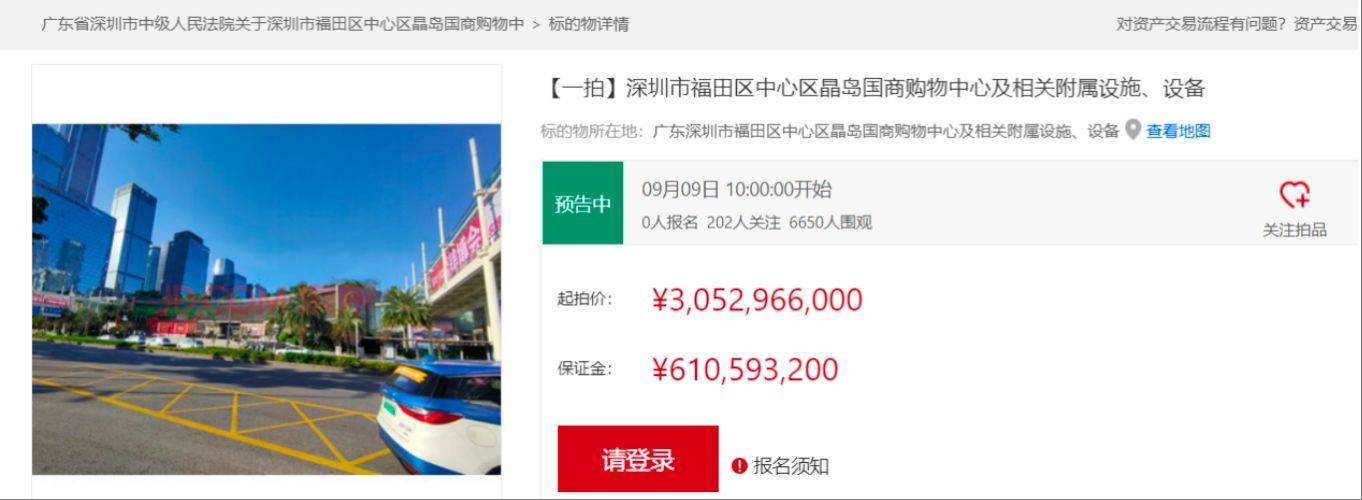 折价约30%<strong></p>
<p>北京君正股票</strong>，深圳知名商场皇庭广场30亿元起拍，土地使用年限还剩17年