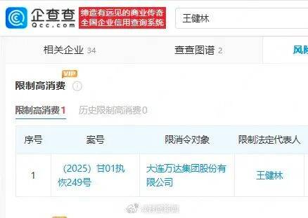 王健林被限制高消费<strong></p>
<p>雷柏科技股票</strong>，此前万达集团被强制执行超4亿元