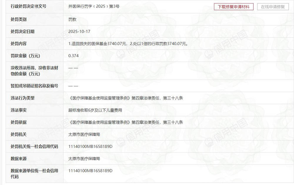 山西省儿童医院超收6岁以下儿童费用<strong></p>
<p>中国股票</strong>，退罚金额合计超7400元